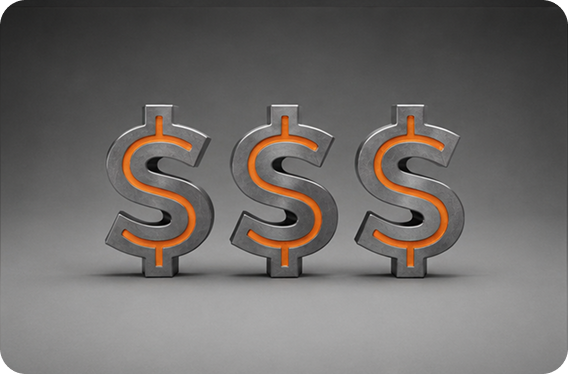 Three dollar signs with orange details